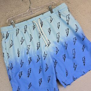 Trunks Board Shorts Mens XL Blue Raining Bolts Lightening Ombre Swim‎ Surfing